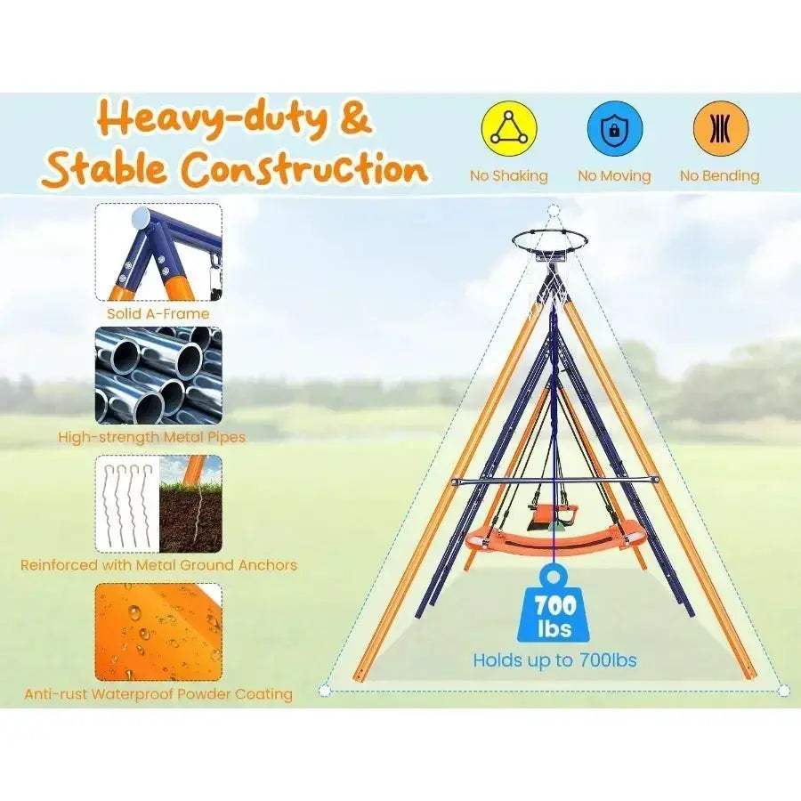 Heavy Duty Backyard Swing Set Six In One Metal Playset - ToylandEU