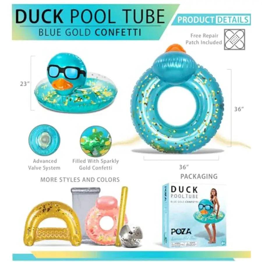  Heavy Duty Inflatable Duck Pool Float Confetti UV -  ToylandEU™