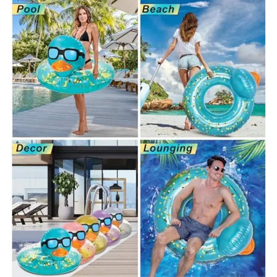  Heavy Duty Inflatable Duck Pool Float Confetti UV -  ToylandEU™
