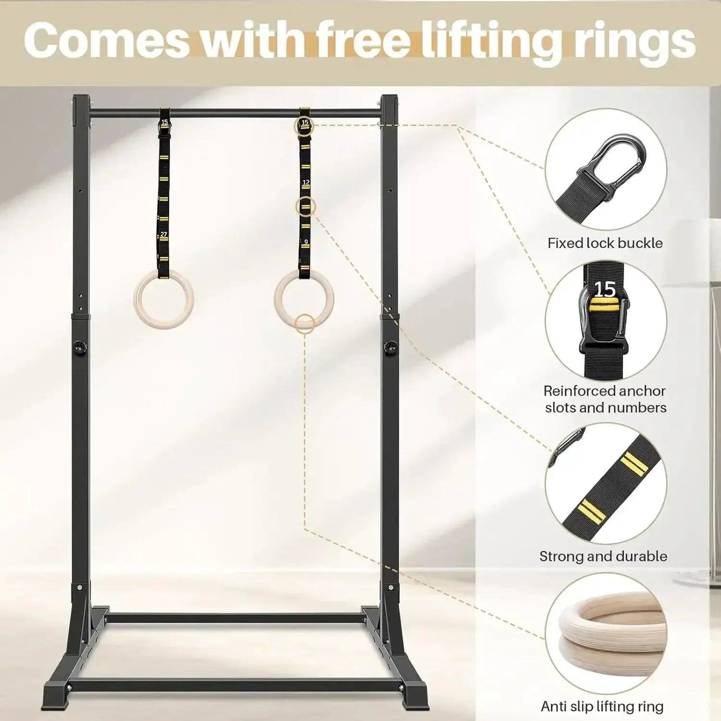  Heavy Duty Pull Up Tower With Rings 330 Lbs -  ToylandEU™