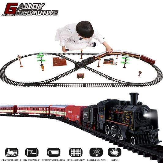 Electric Christmas Train Toy Set Car Railway Tracks Steam Locomotive - ToylandEU