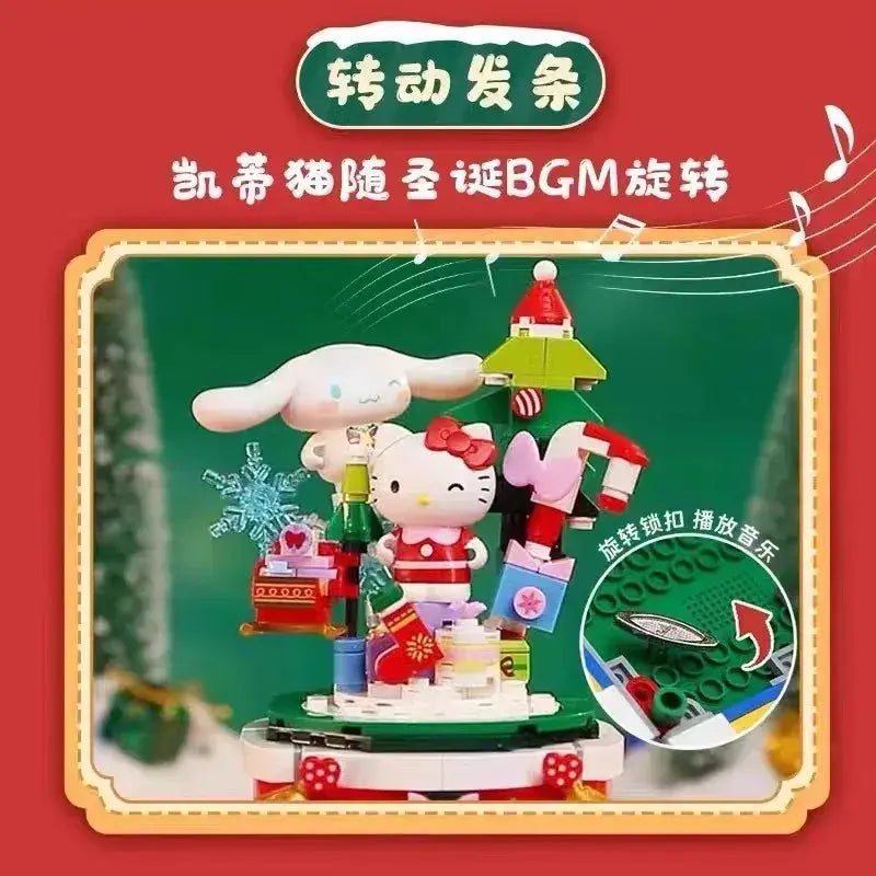 Hello Kitty Christmas Music Box Rotating Building Blocks Set - ToylandEU