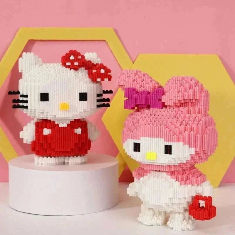 Hello Kitty My Melody Sanrio Anime Cartoon Kawaii Cute Building Blocks Assembling Toys Puzzles