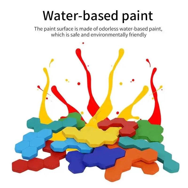  Hexagonal Wooden Puzzles For Kids Tangram Board Premium -  ToylandEU™