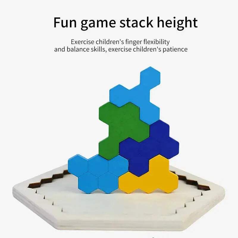  Hexagonal Wooden Puzzles For Kids Tangram Board Premium -  ToylandEU™