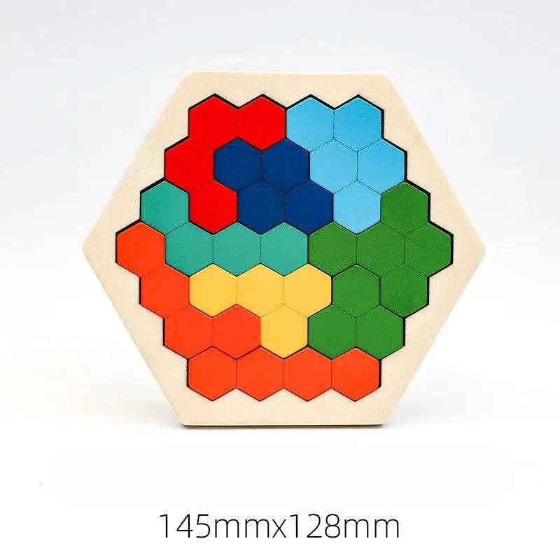  Hexagonal Wooden Puzzles For Kids Tangram Board Premium -  ToylandEU™