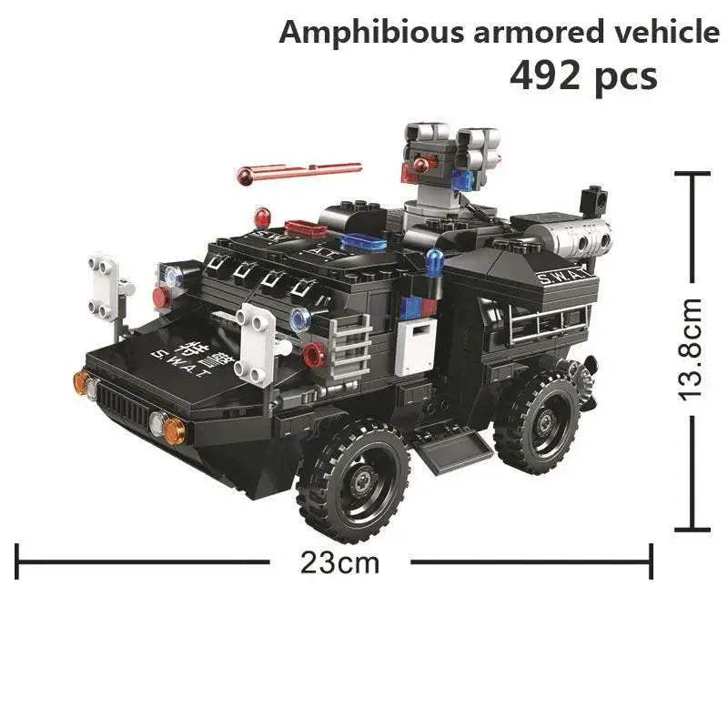 Premium Lego Compatible Building Blocks Set Multi Vehicle City Police Station Bus Car Helicopter Army Trucks For Kids - ToylandEU