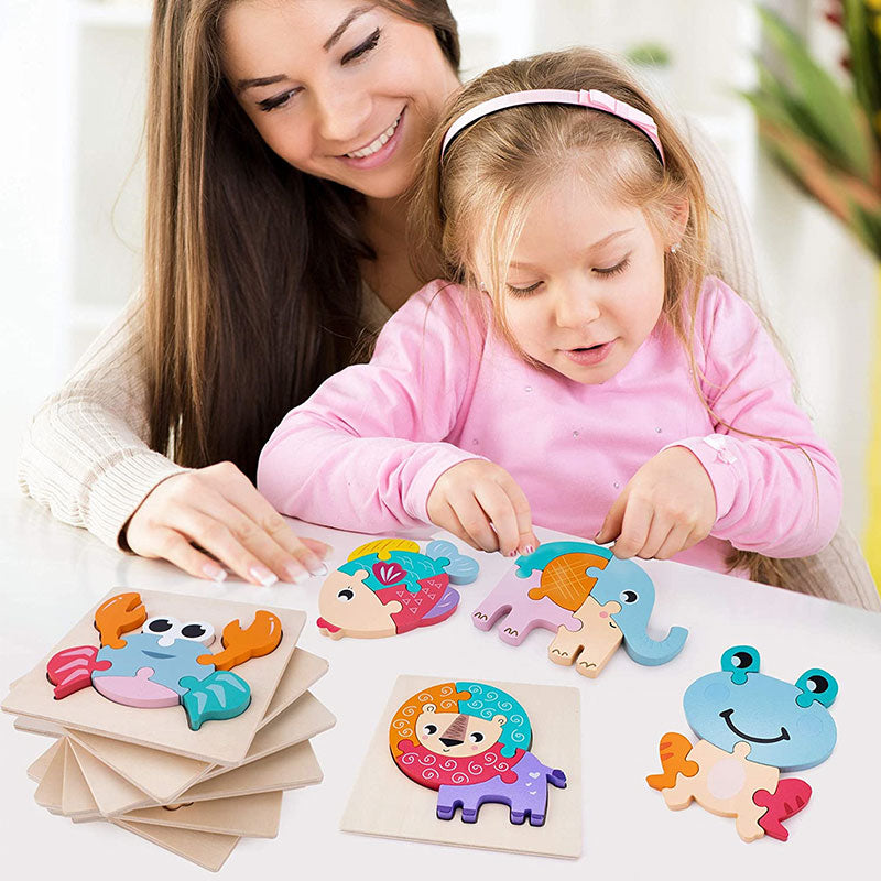 Wooden 3D  Animals Montessori Puzzle for Toddlers 2-5 Years - ToylandEU