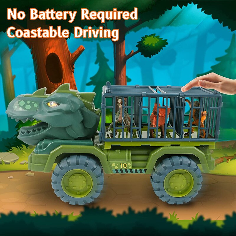 Dinosaur Transport Car Carrier Truck Toy with Inertia Vehicle and Dinosaur Gift - ToylandEU