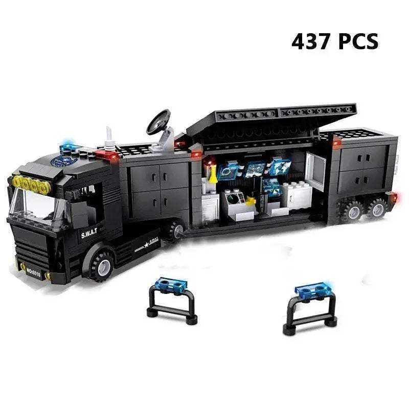 Premium Lego Compatible Building Blocks Set Multi Vehicle City Police Station Bus Car Helicopter Army Trucks For Kids - ToylandEU
