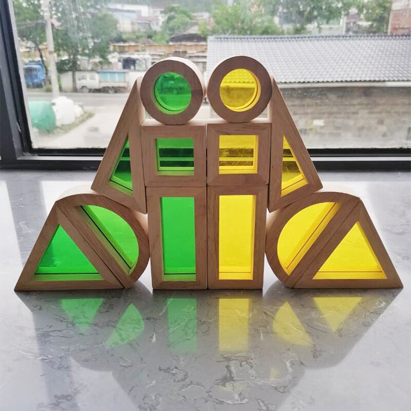 Montessori Rainbow Wooden Stacking Blocks for Creative Learning