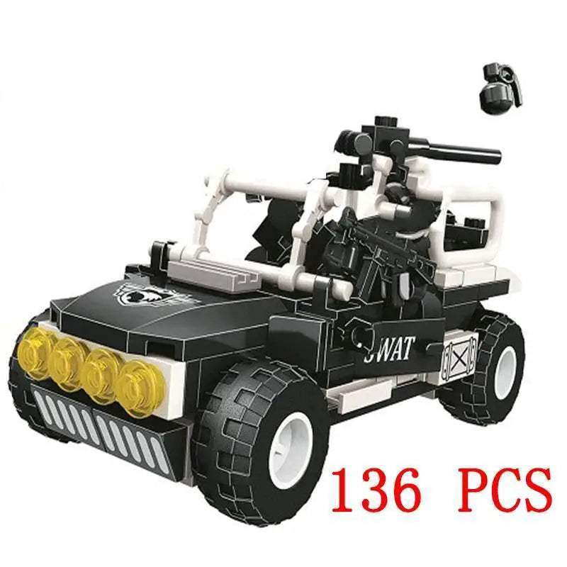 Premium Lego Compatible Building Blocks Set Multi Vehicle City Police Station Bus Car Helicopter Army Trucks For Kids - ToylandEU