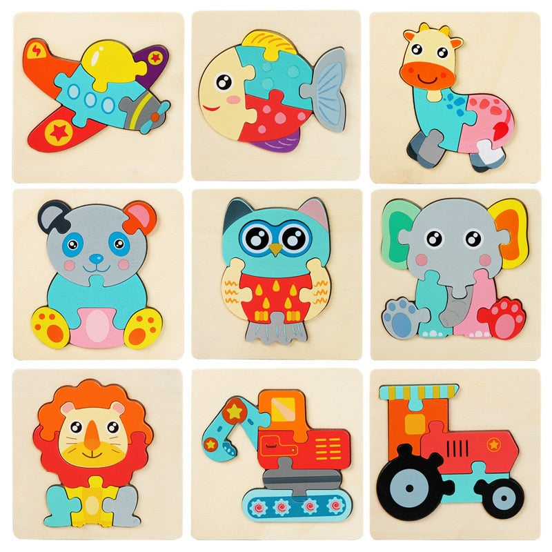 Colorful  3D Wooden Animal Traffic Puzzle for Preschool Kids - ToylandEU