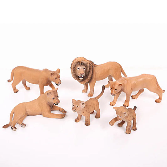 Realistic Lion Toy Family Set with King, Lionesses, and Cubs - PVC Animal Figures - ToylandEU