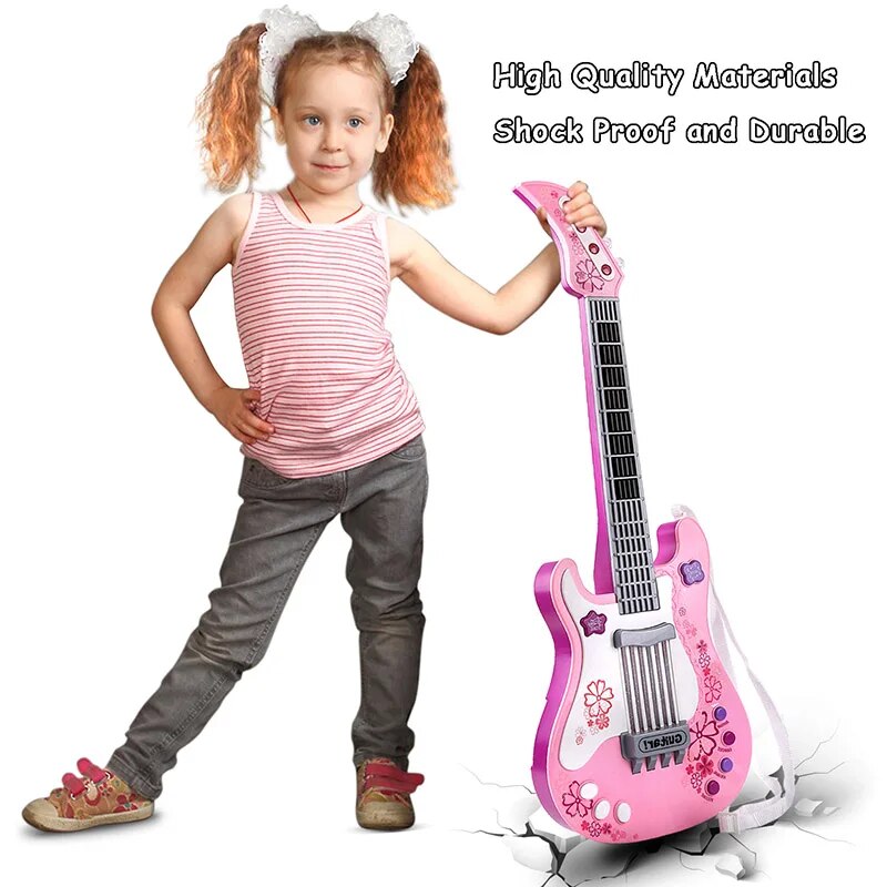Children's Musical Guitar Toy with Vibrant Sounds for Kids Age 2-7 - Pink - ToylandEU