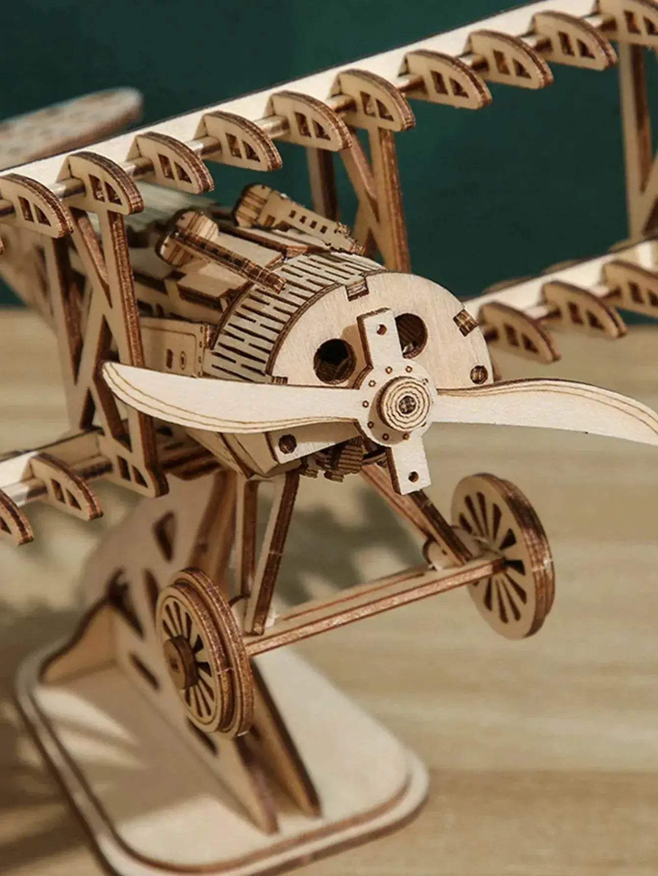 High-Quality 3D Wooden Puzzle Bi-Plane Model Kit for DIY Craft Enthusiasts and Gift Givers - ToylandEU