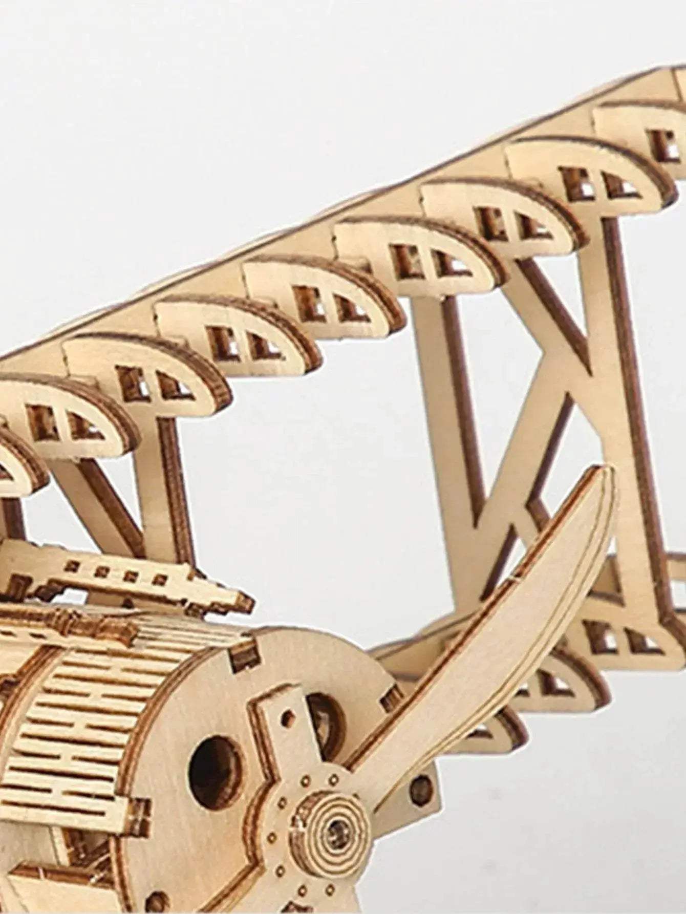 High-Quality 3D Wooden Puzzle Bi-Plane Model Kit for DIY Craft Enthusiasts and Gift Givers - ToylandEU