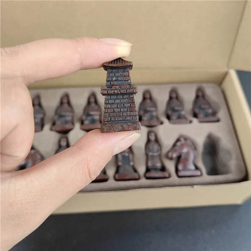 High Quality Antique Terra Cotta Chess Set with Handmade Characters for Family Game Nights - ToylandEU