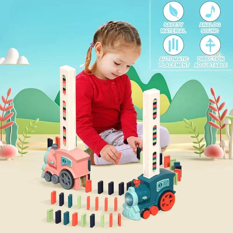 High Quality Children's Domino Train Set with Audio and Lighting Features for Creative Learning and Play - ToylandEU