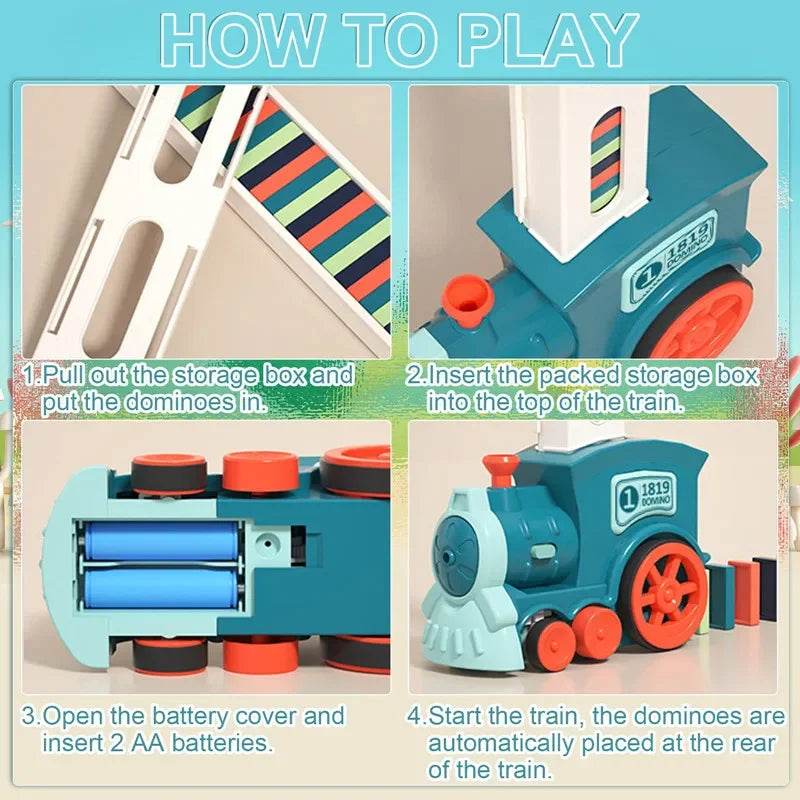 High Quality Children's Domino Train Set with Audio and Lighting Features for Creative Learning and Play - ToylandEU