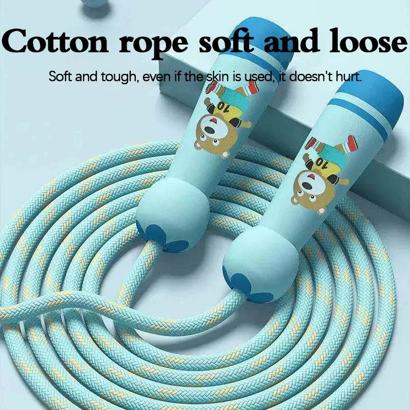 High-Quality Children's Skipping Rope with Adjustable Cotton Design and Natural Wooden Handles for Fitness Training and Fun Exercise - ToylandEU