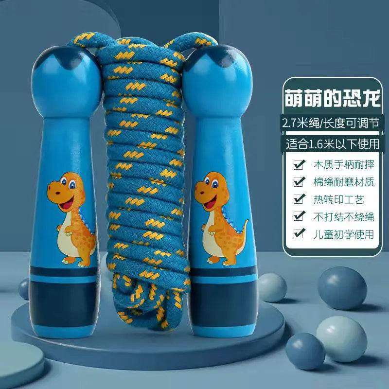 High-Quality Children's Skipping Rope with Adjustable Cotton Design and Natural Wooden Handles for Fitness Training and Fun Exercise - ToylandEU