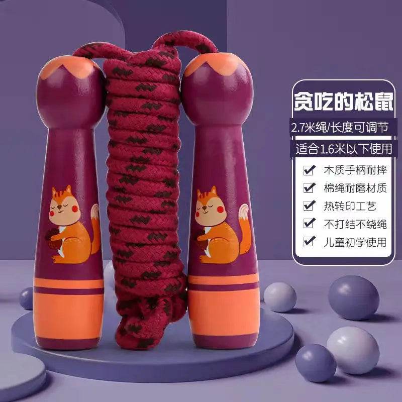 High-Quality Children's Skipping Rope with Adjustable Cotton Design and Natural Wooden Handles for Fitness Training and Fun Exercise - ToylandEU