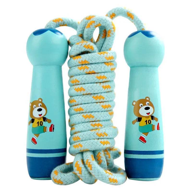 High-Quality Children's Skipping Rope with Adjustable Cotton Design and Natural Wooden Handles for Fitness Training and Fun Exercise - ToylandEU