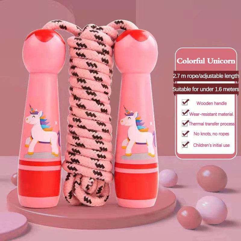 High-Quality Children's Skipping Rope with Adjustable Cotton Design and Natural Wooden Handles for Fitness Training and Fun Exercise - ToylandEU