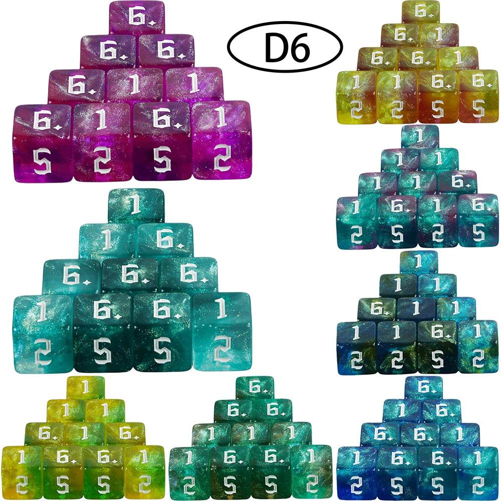 High Quality D6 Polyhedral Dice Colorful Glitter Design for Roleplay Games and Math Teaching - ToylandEU