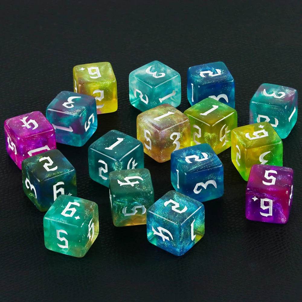 High Quality D6 Polyhedral Dice Colorful Glitter Design for Roleplay Games and Math Teaching - ToylandEU