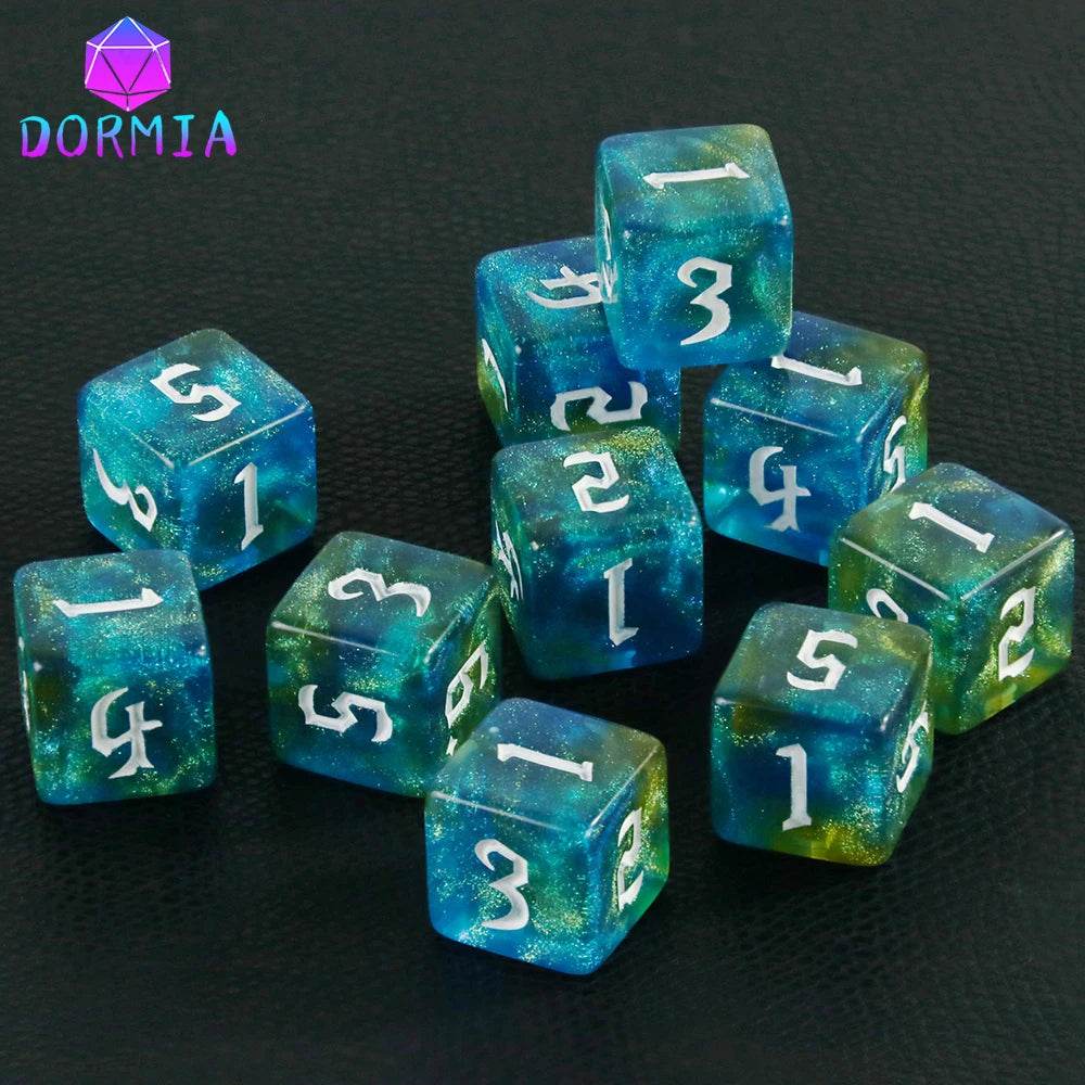 High Quality D6 Polyhedral Dice Colorful Glitter Design for Roleplay Games and Math Teaching - ToylandEU
