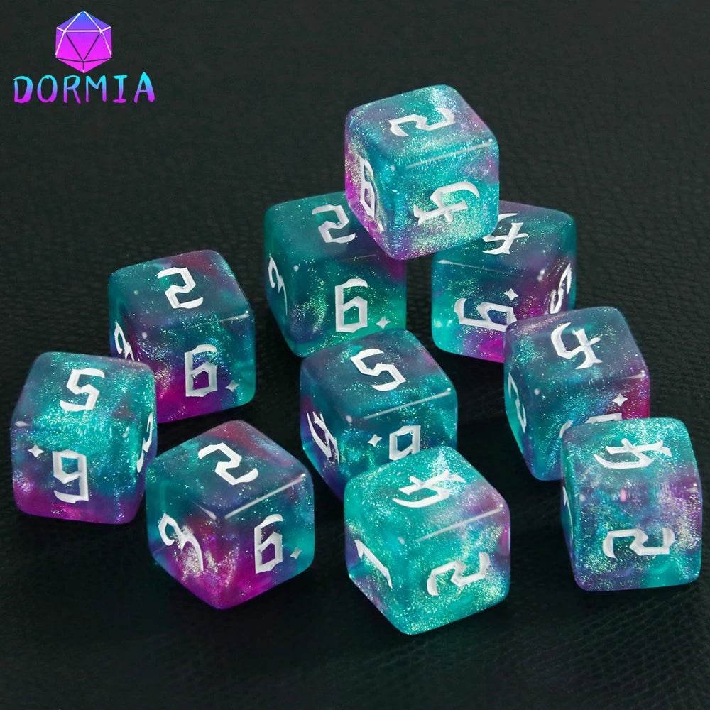 High Quality D6 Polyhedral Dice Colorful Glitter Design for Roleplay Games and Math Teaching - ToylandEU