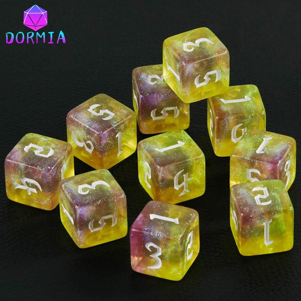 High Quality D6 Polyhedral Dice Colorful Glitter Design for Roleplay Games and Math Teaching - ToylandEU