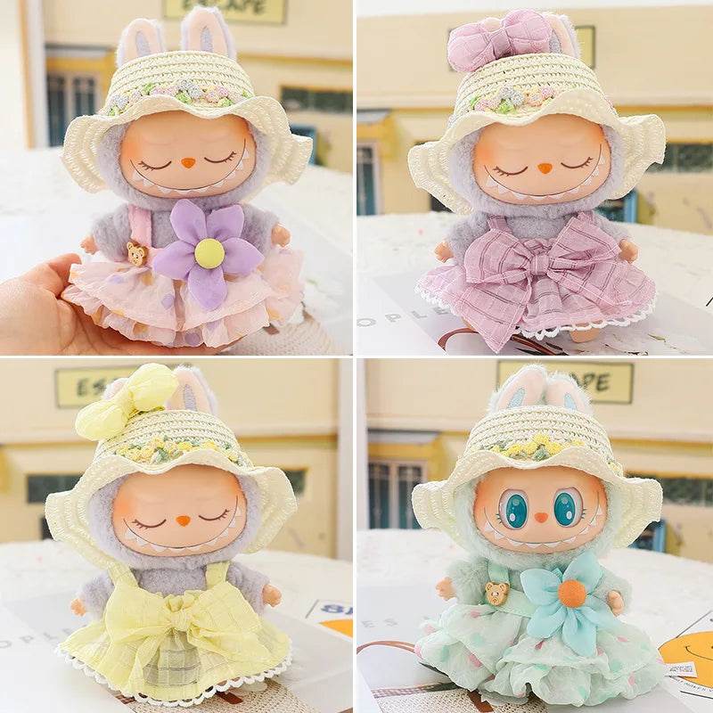 High Quality Doll Clothes Summer Straw Hat Skirt for 17cm Labubu Dolls Girls Party Accessories Labubu - ToylandEU