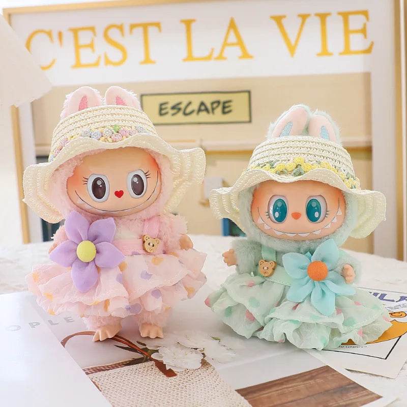 High Quality Doll Clothes Summer Straw Hat Skirt for 17cm Labubu Dolls Girls Party Accessories Labubu - ToylandEU