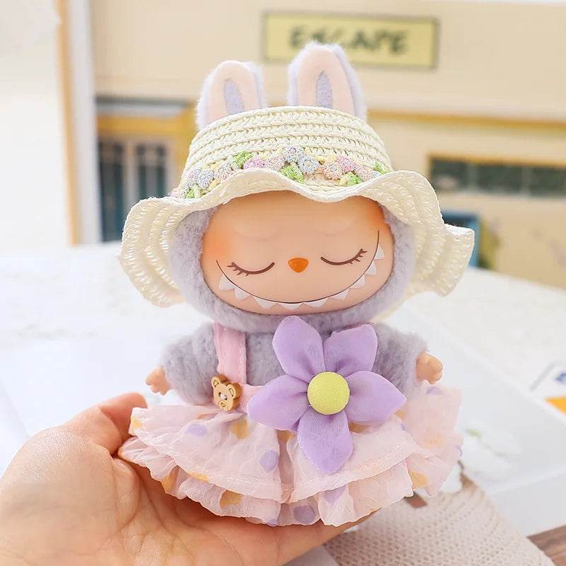 High Quality Doll Clothes Summer Straw Hat Skirt for 17cm Labubu Dolls Girls Party Accessories Labubu - ToylandEU