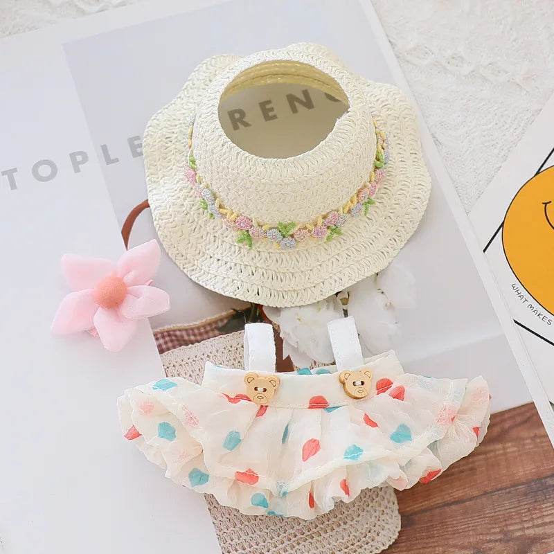 High Quality Doll Clothes Summer Straw Hat Skirt for 17cm Labubu Dolls Girls Party Accessories Labubu - ToylandEU