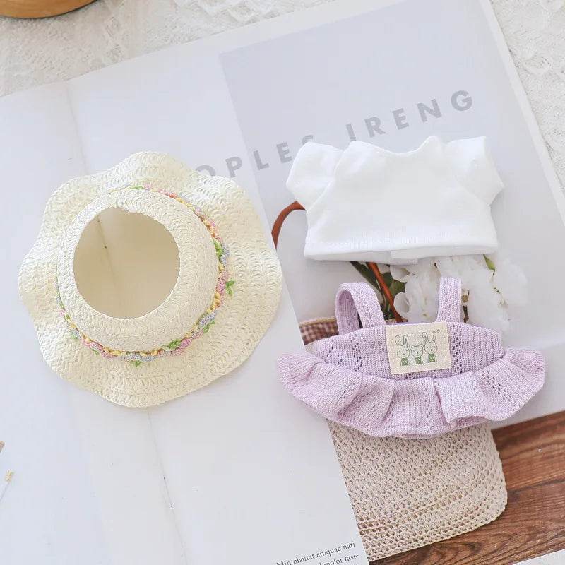 High Quality Doll Clothes Summer Straw Hat Skirt for 17cm Labubu Dolls Girls Party Accessories Labubu - ToylandEU