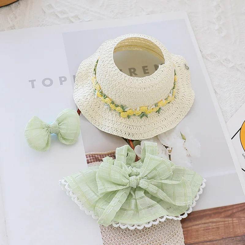 High Quality Doll Clothes Summer Straw Hat Skirt for 17cm Labubu Dolls Girls Party Accessories Labubu - ToylandEU