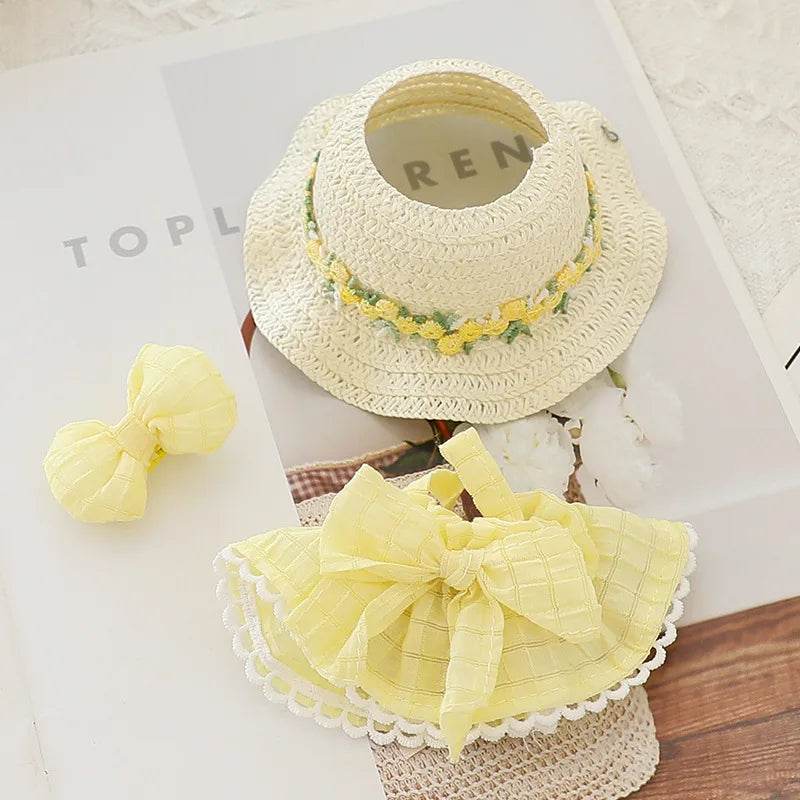 High Quality Doll Clothes Summer Straw Hat Skirt for 17cm Labubu Dolls Girls Party Accessories Labubu - ToylandEU