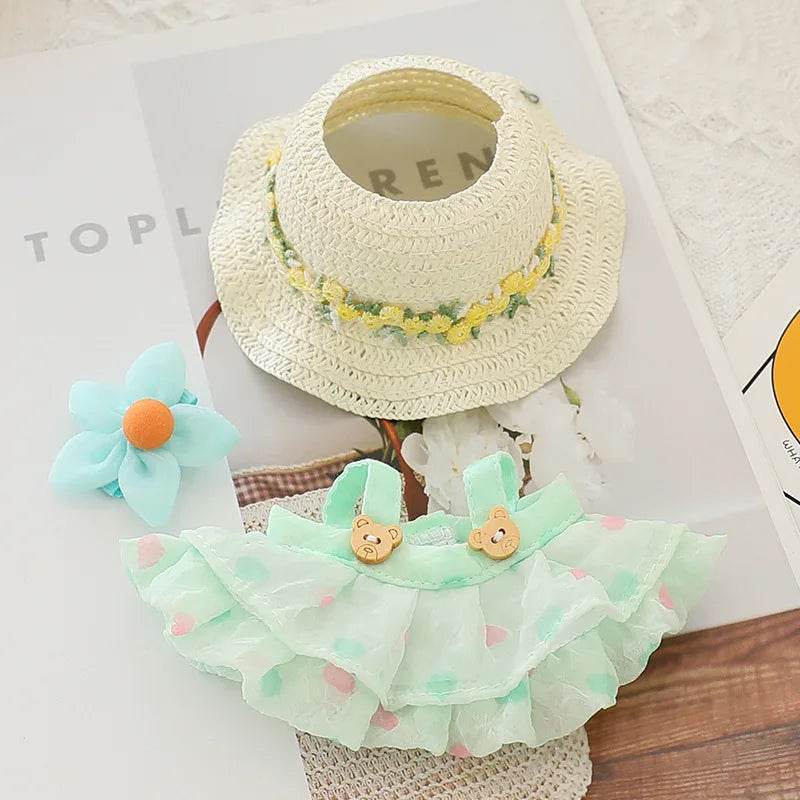 High Quality Doll Clothes Summer Straw Hat Skirt for 17cm Labubu Dolls Girls Party Accessories Labubu - ToylandEU