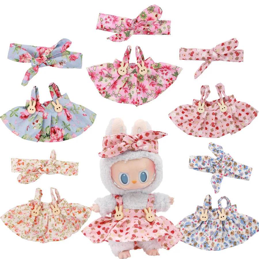 High-Quality Doll Clothing Set with Floral Skirt and Hairband for 15-17CM Labubu Dolls Labubu - ToylandEU