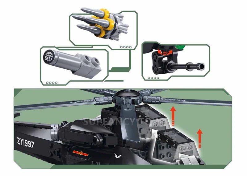 High-Quality Educational Building Blocks 419-Piece Military Gunship Helicopter for Creative Kids - ToylandEU