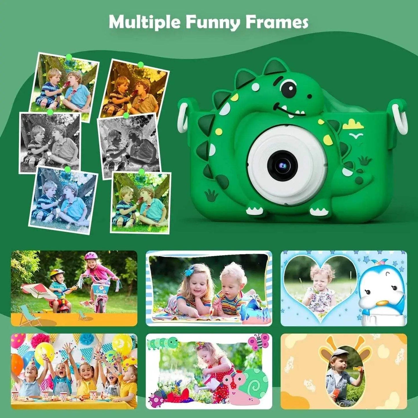 High Quality Kids Digital Camera with 1080p HD Screen and Cartoon Dinosaur Design for Outdoor Photography and Video Gifts - ToylandEU
