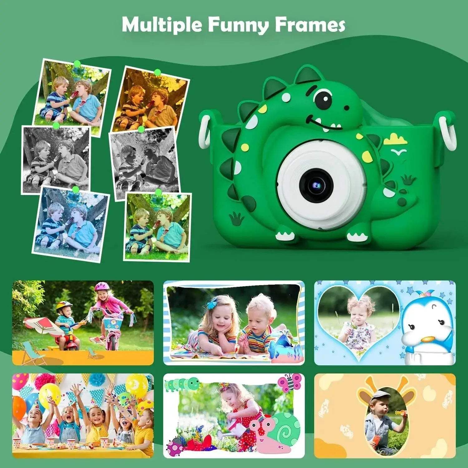 High Quality Kids Digital Camera with 1080p HD Screen and Cartoon Dinosaur Design for Outdoor Photography and Video Gifts - ToylandEU