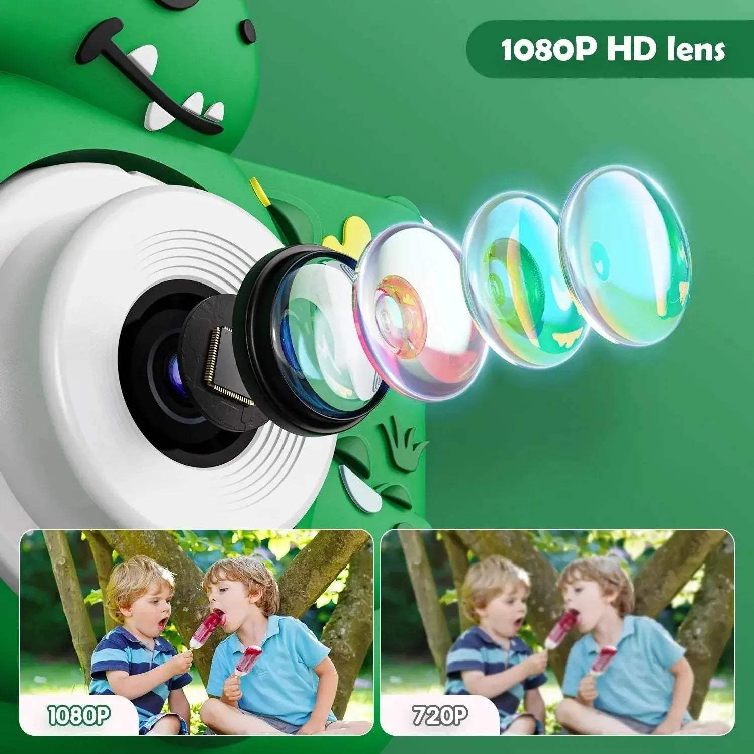High Quality Kids Digital Camera with 1080p HD Screen and Cartoon Dinosaur Design for Outdoor Photography and Video Gifts - ToylandEU