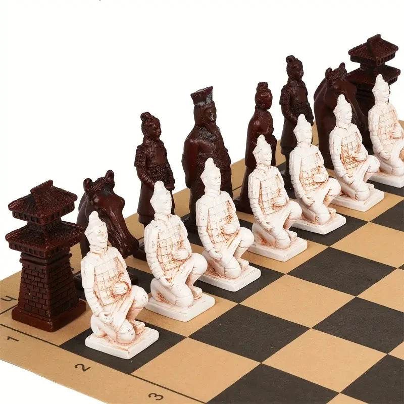 High Quality Large 3D Terra-Cotta Resin Chess Set with Antique Finish for Creative Game Enthusiasts - ToylandEU