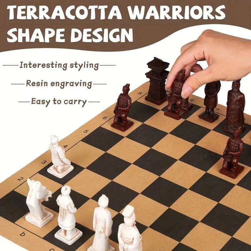 High Quality Large 3D Terra-Cotta Resin Chess Set with Antique Finish for Creative Game Enthusiasts - ToylandEU