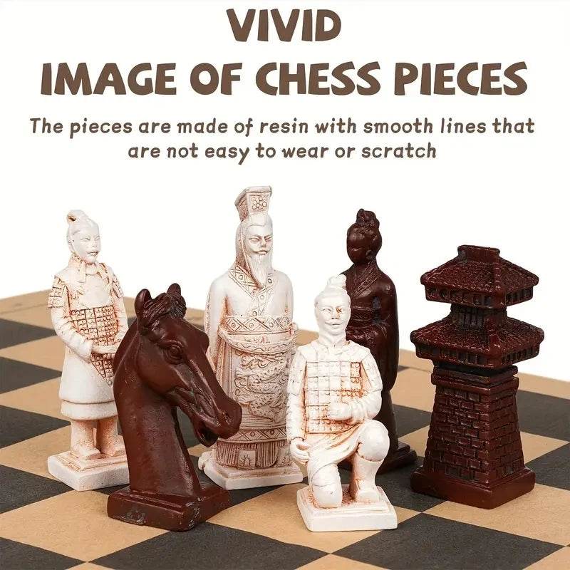 High Quality Large 3D Terra-Cotta Resin Chess Set with Antique Finish for Creative Game Enthusiasts - ToylandEU